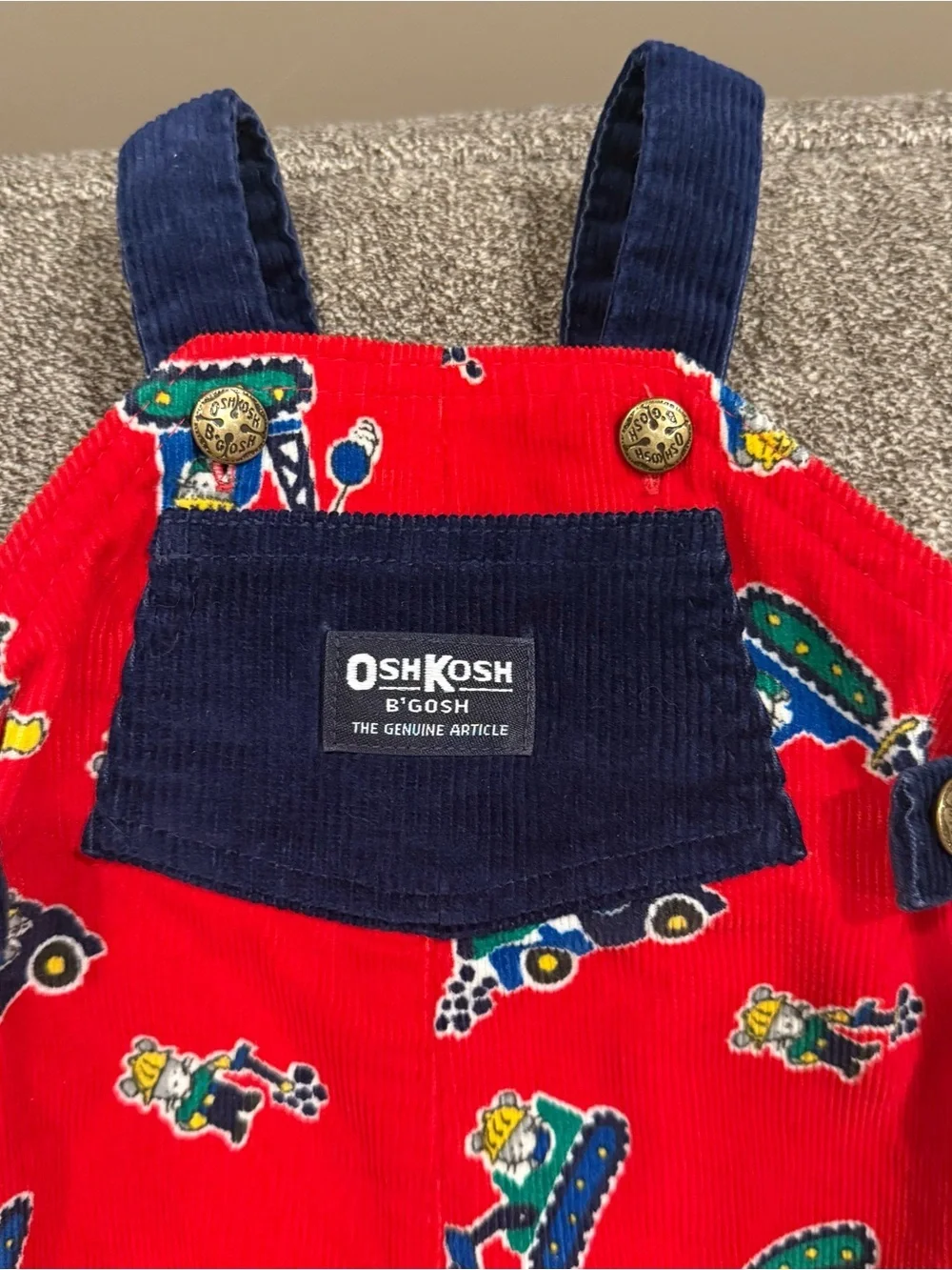 Vintage Oshkosh B’gosh vestbak genuine article red/blue construction overalls